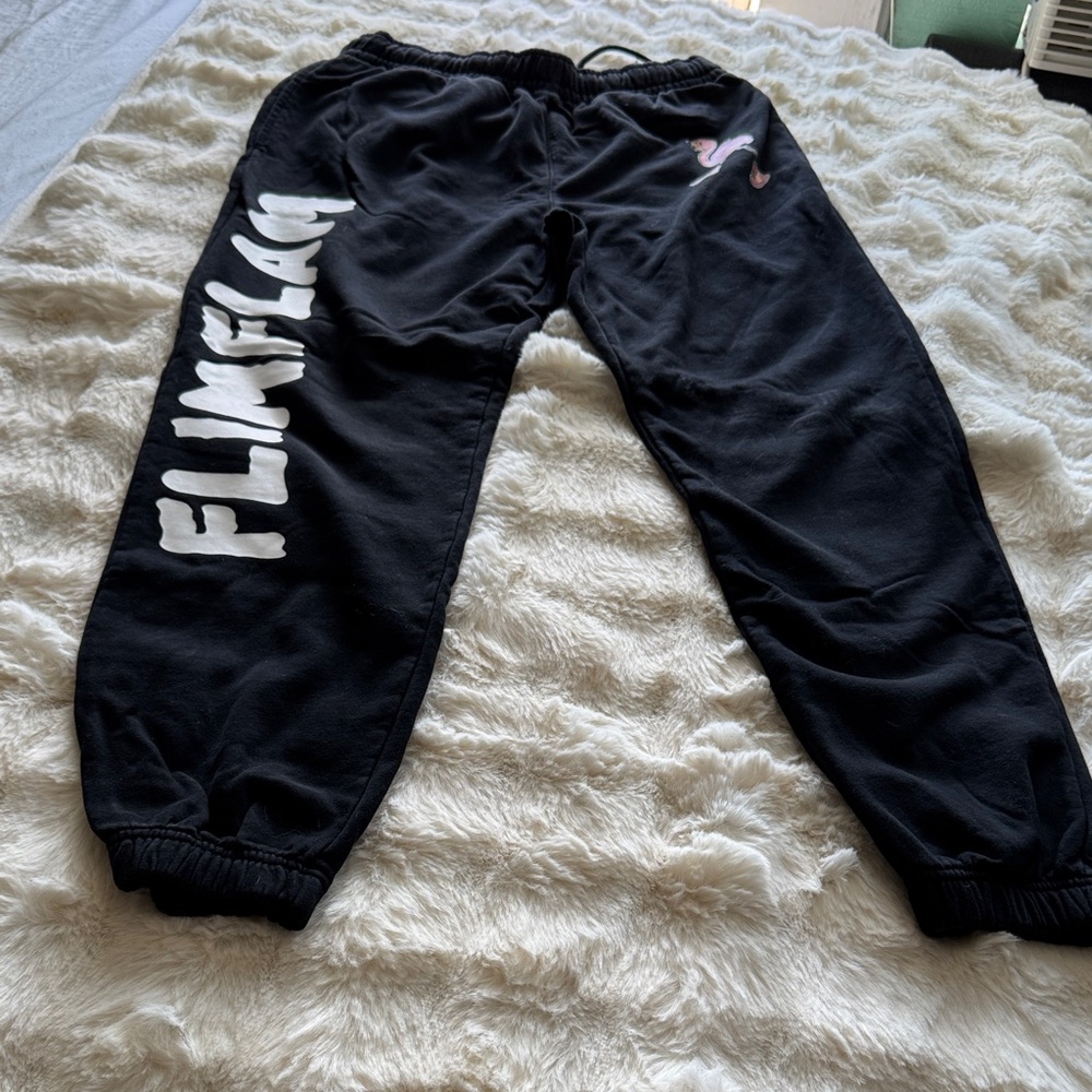 Men's Black Joggers with White and Pink Accents
